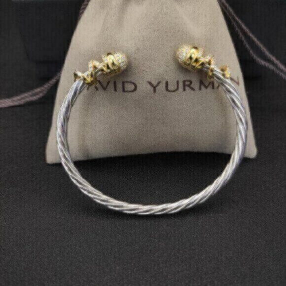 NEW David Yurman 4mm spiral wound diamond studded bracelet